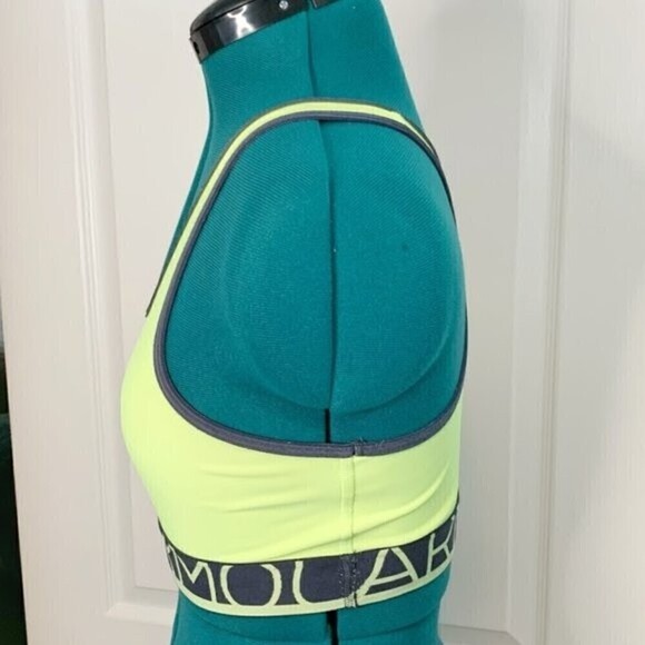 Under Armour Racer Back Fluorescent Unpadded Lightweight Sports Bra - Picture 2 of 7